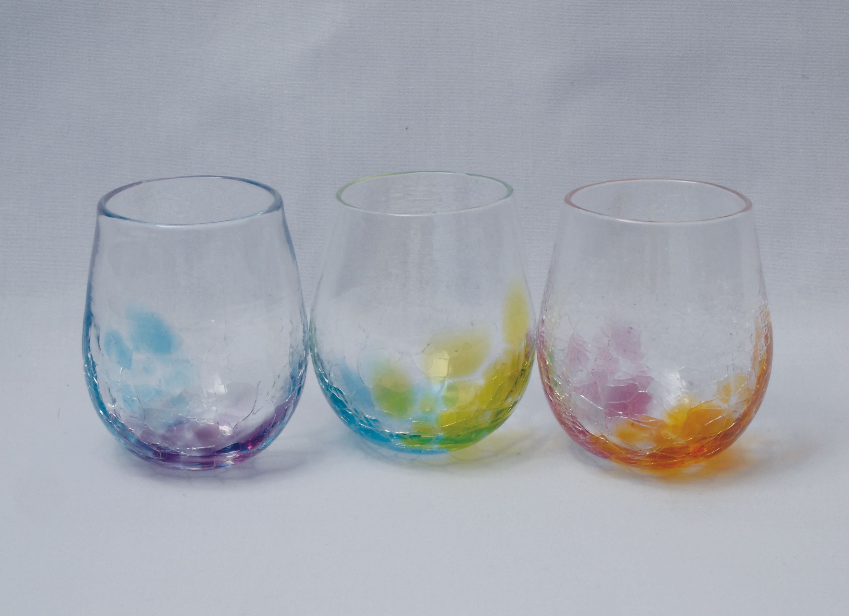 小樽家族 虹色パレットグラス オレンジ ピンク